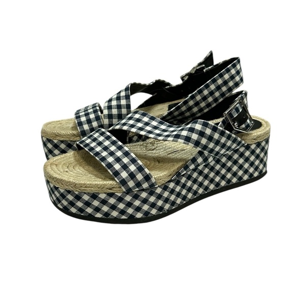 Rag & Bone Checkered Gingham Ankle Strap Megan Platform Sandals 7.5 Blue White - Picture 11 of 16
